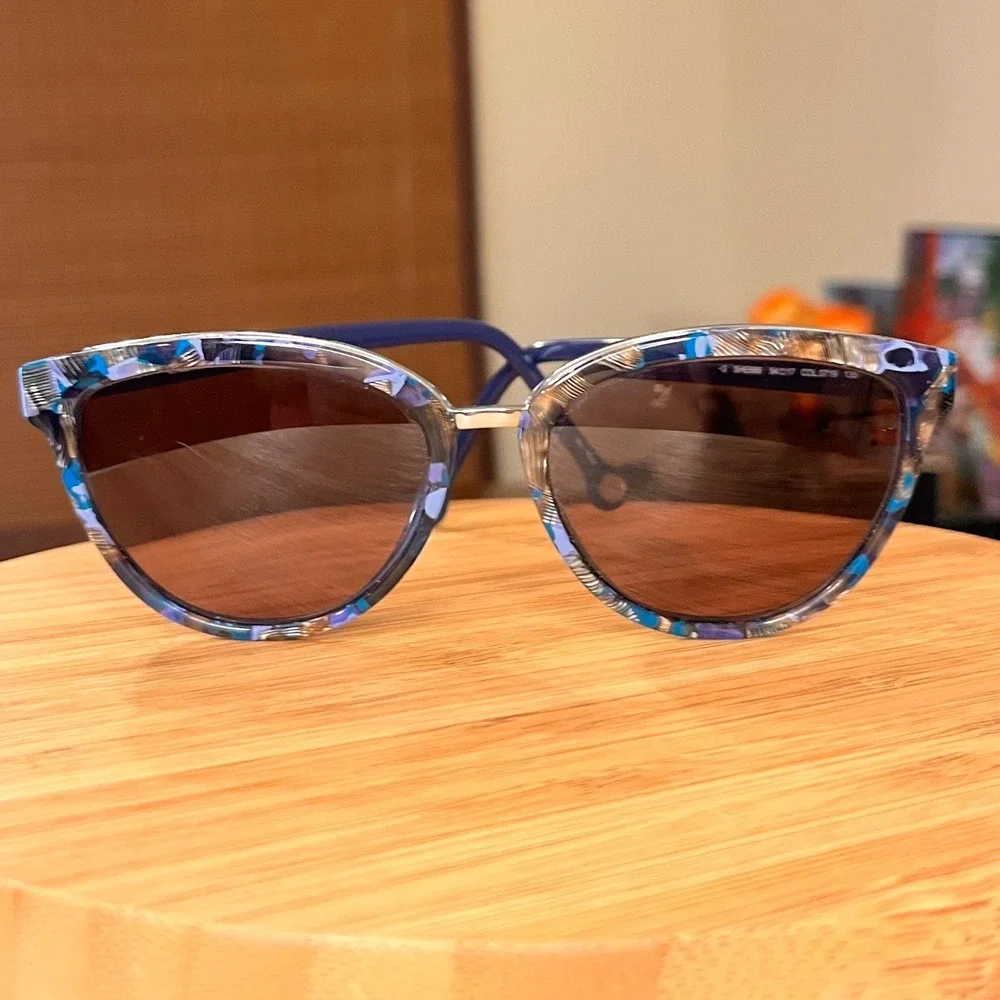 Carolina Herrera SHE688 Blue Marbled Cat Eye Sunglasses Frames Only